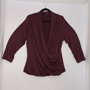 Women's 41 Hawthorn Wine Color Wrap Front Blouse Plus Size 1X